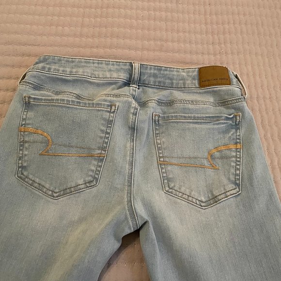 American Eagle Women's Light Blue Washed Stretch Jeggings 4 Long - Picture 7 of 11